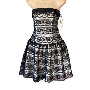 NWT Vintage Y2K Gunne Sax Jessica McClintock Black Lace Dress Sz 8